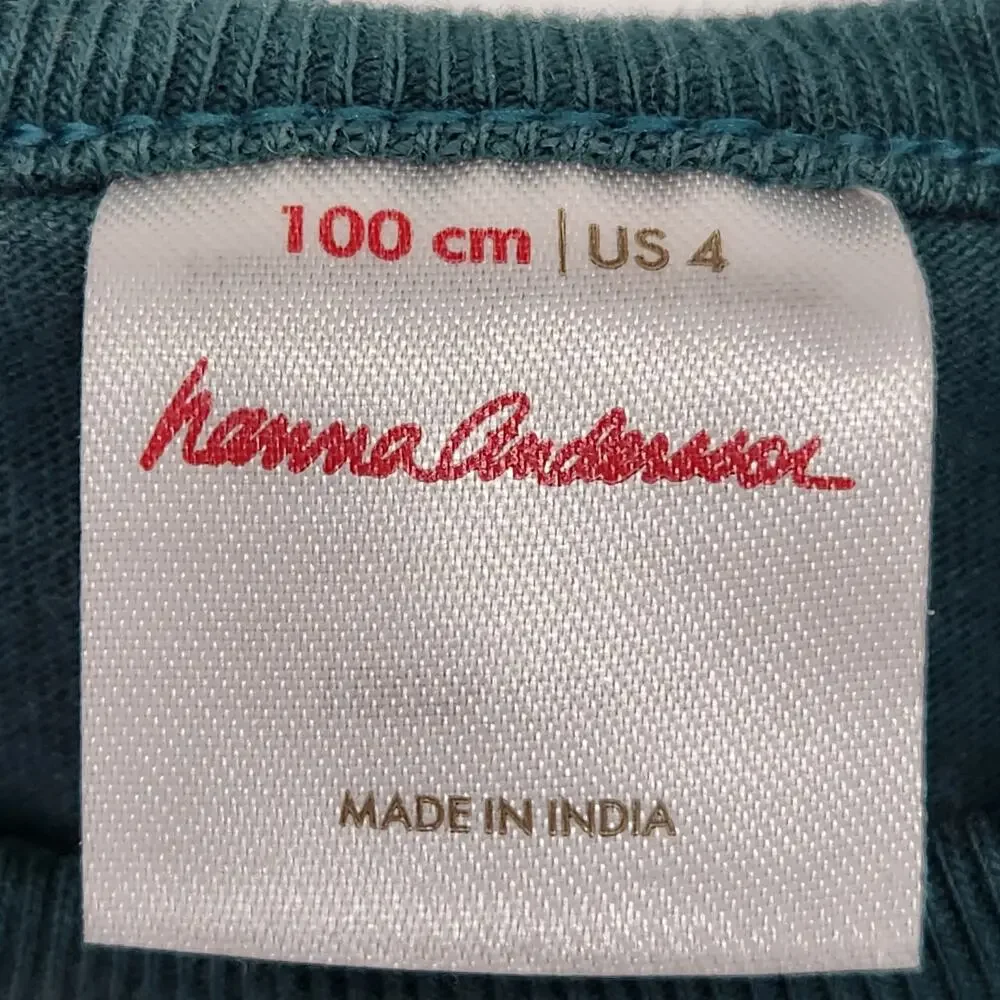 Hannah Anderson Holiday Long Sleever Pointsetta Patch‎ A-line Green Dress Girl 4